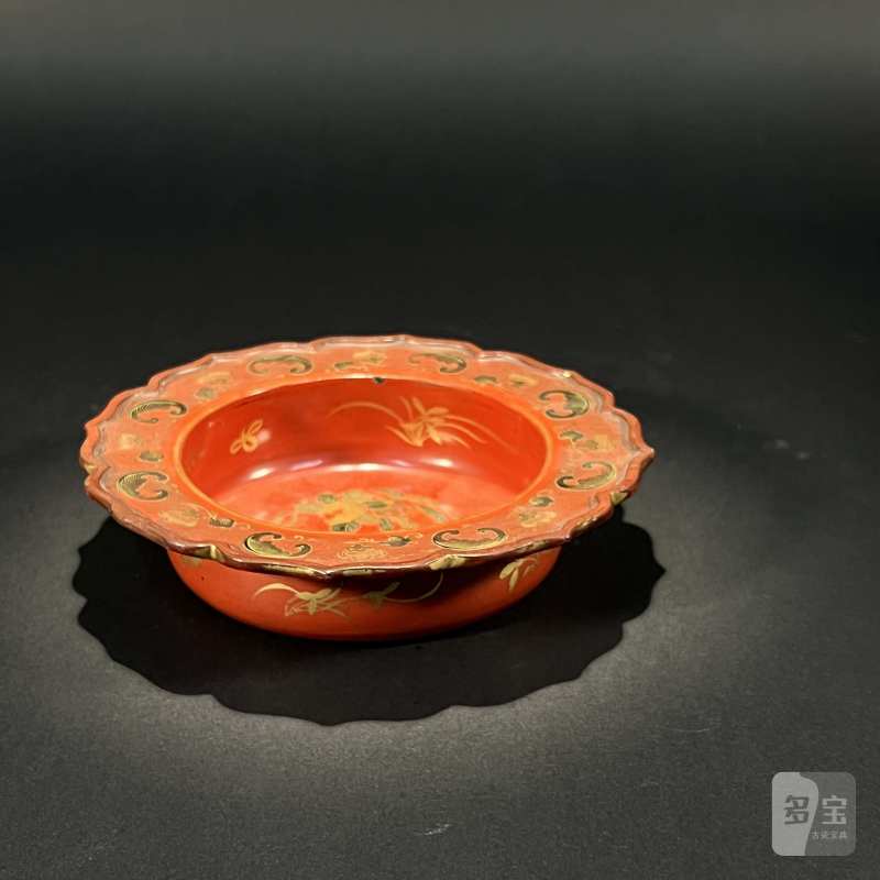 明 漆器描金花卉纹洗